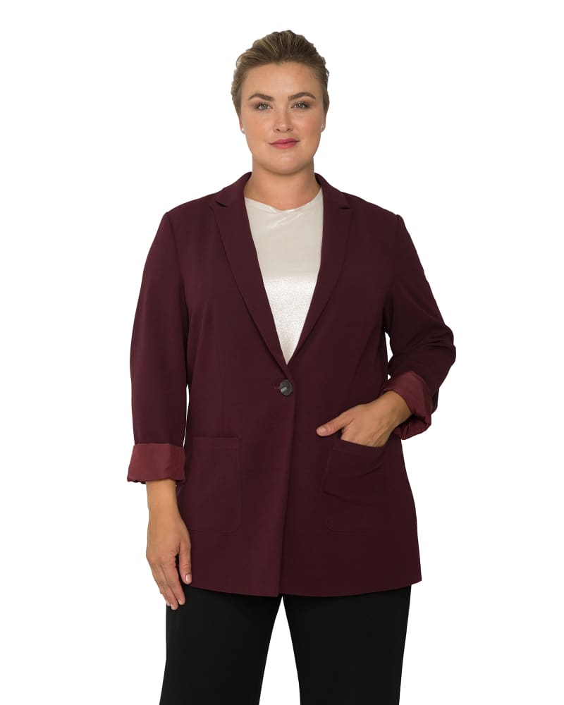 Burgundy plus size blazer sale